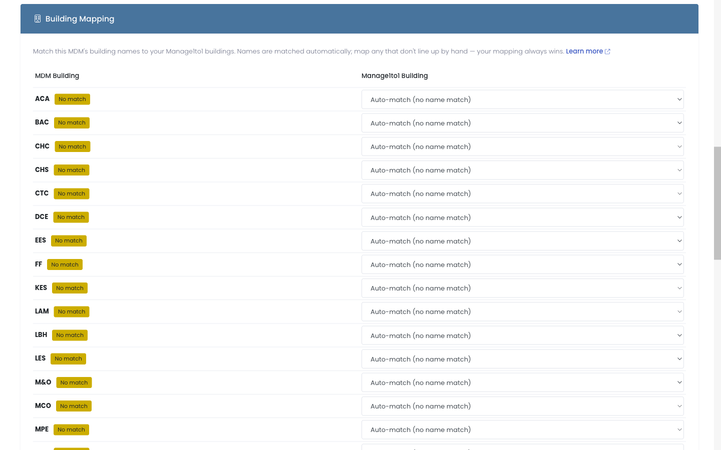 The Building Mapping section on the JAMF Pro settings page