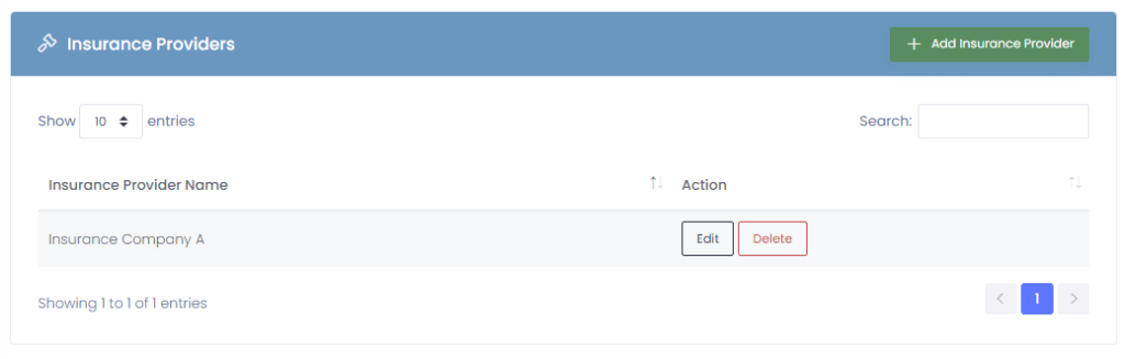 Insurance Providers Tab
